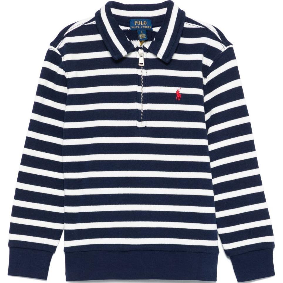 

Polo Ralph Lauren Polo Pony FW24 Полосатый свитшот с длинным рукавом на молнии до середины для детей, свитшот, оксфордский синий 322958182-001 XL