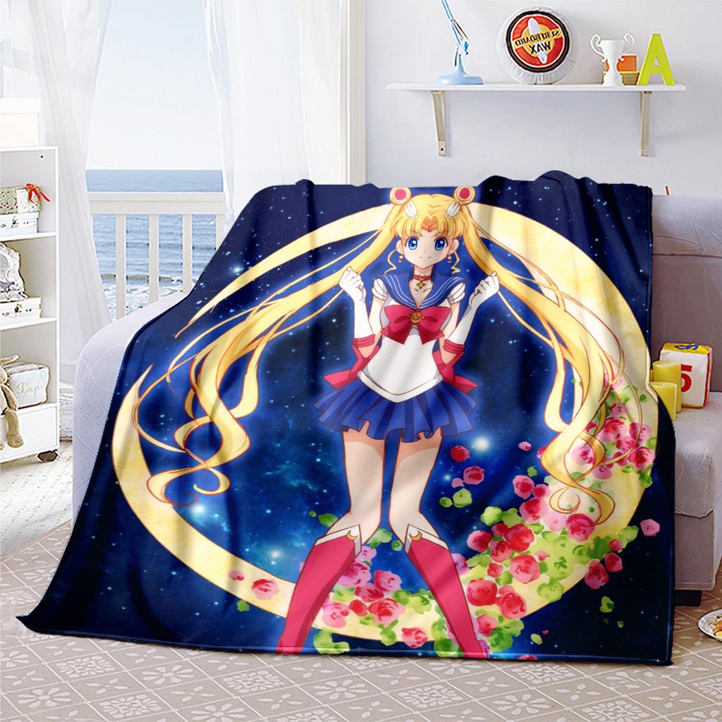 Coperta a tema cartone animato carino anime giapponese Sailor Moon Tsukino Usagi adatta per letti di casa, copridivani, pisolino in ufficio, coperte calde da esterno O5
