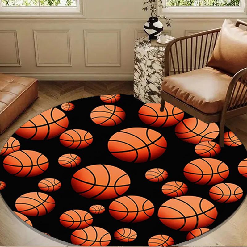 Basketball Pattern Background Round Rug for Livingroom,Bedroom, Palyroom, Chair Rug, Area Rug, Circle Carpet, Large Size Fan Christmas Gift