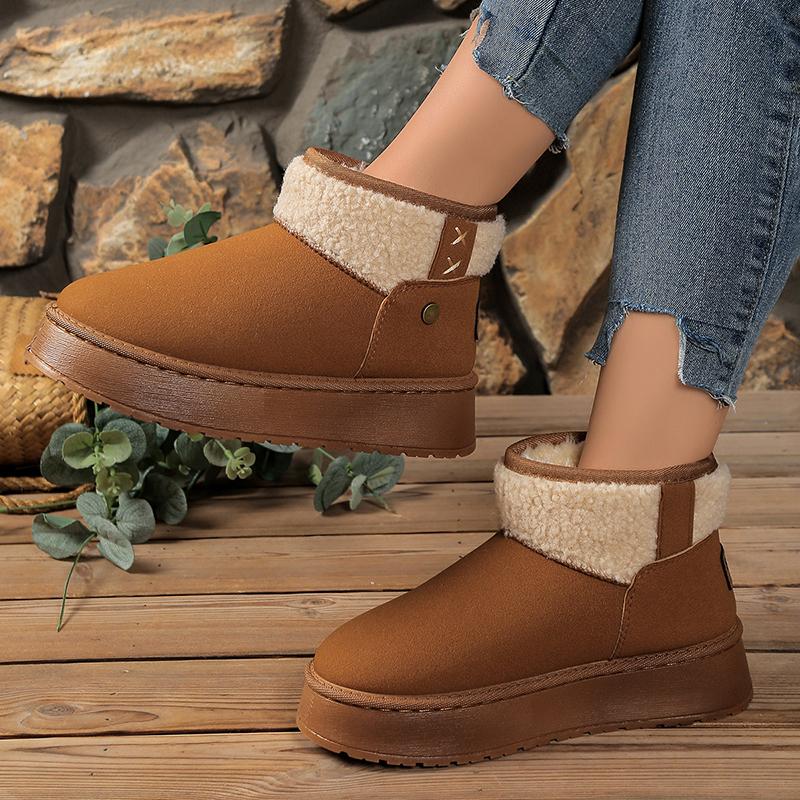 Women's Winter Plush Warm Snow Boots Outdoor Thick Sole Non Slip Cotton Padded Shoes Woman Fashion Faux Fur Platform Ankle Boots