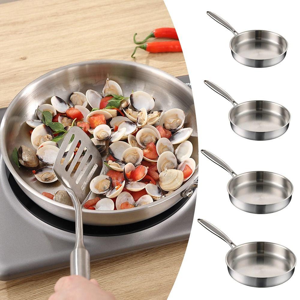 316L Stainless Steel Frying Pan Non-Stick Uncoated Cooking Pot  for Gas Stove Induction Cooker