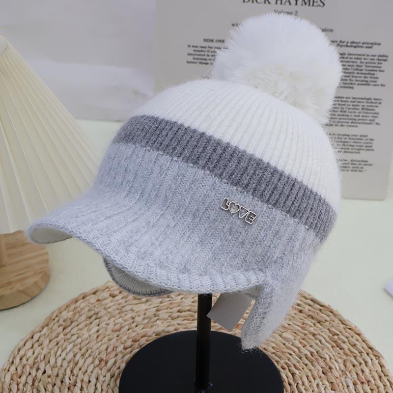Hat Women's Autumn and Winter Wool Hat Fleece Thickened Ear Protection Cold Protection Fashion Knitted Warm Korean Version Versatile Tide Cap