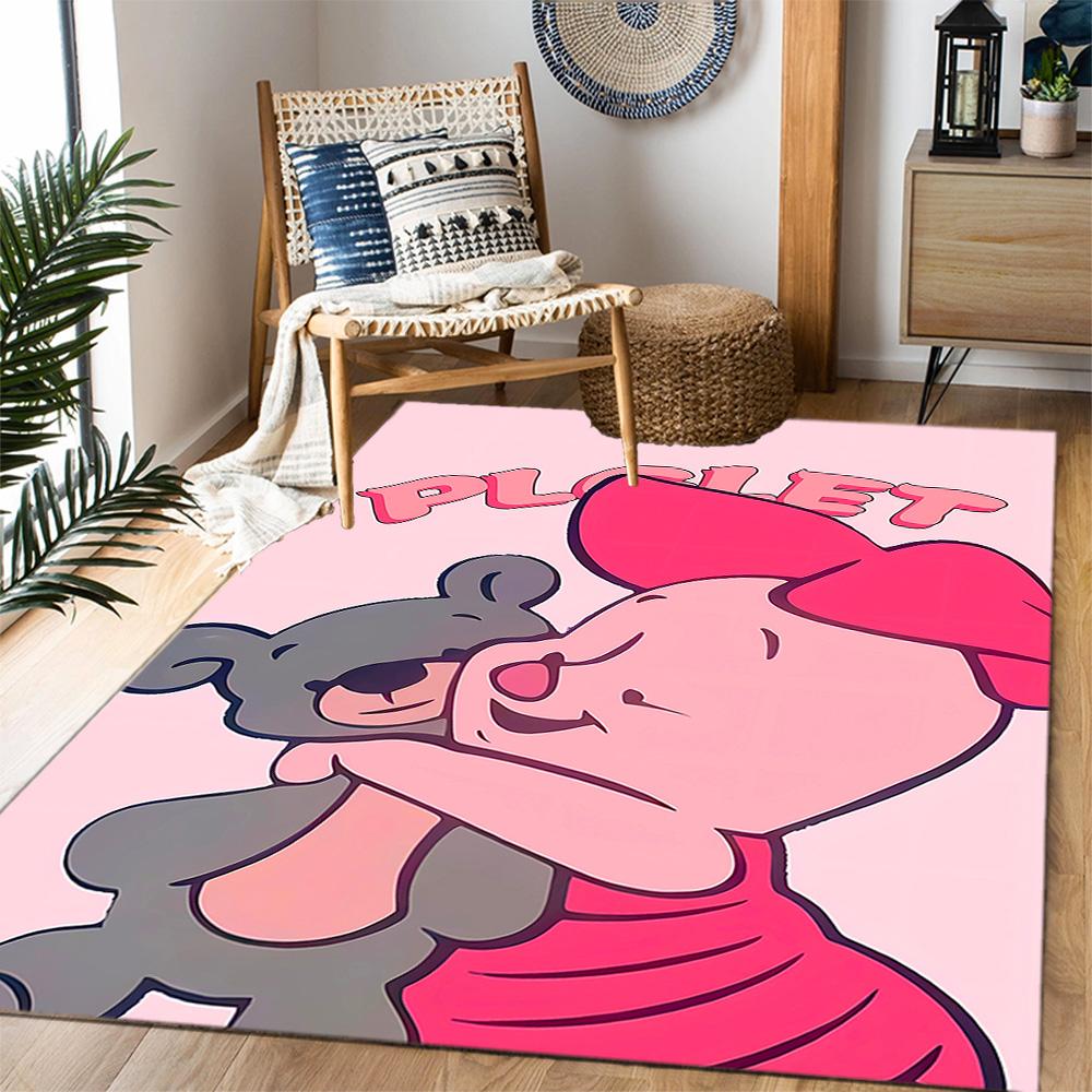 Ferkels Lila Schal Abenteuer Disney Zeichentrickfilm Thema Rutschfester Teppich - Polyester, Heimdekoration, Geeignet für Schlafzimmer, Wohnzimmer, Eingangsbereiche und Studios