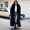 Shaggy Faux Fur Warm Maxi Overcoat for Women Luxury Lapel Open Front Fluffy Winter Parka Outwear Long Jackets Women's Long Sleeve Shawl Collar Coats