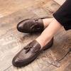 Fashion Party Shoes For Men black Wedding Shoes Men Elegant Italian Brand split Leather Dress Shoes Men Formal Sepatu Slip On moccasins