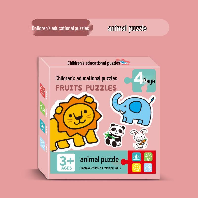 Cartoon Animal & Fruit Puzzles for Kids 3-6: Early Educational Toy for Boys & Girls