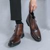 Men’s High Boots Dress Formal Retro Brown Ankle Boots Black Tuxedo Wedding Shoes Plus Size