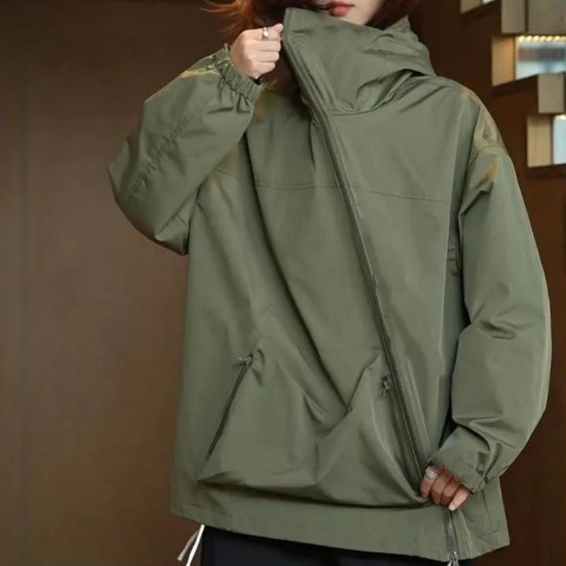 Haine Jachetă de exterior cu glugă rezistentă la vânt și impermeabilă pentru femei, jachetă de toamnă și primăvară, jachetă de lucru verde, jachetă pentru bărbați