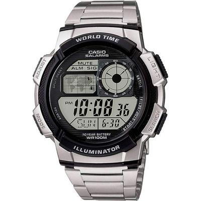 Casio World Time Digital Watch Overseas Model Metal Band Silver Ανδρικό AE-1000WD-1AV [Είδη]