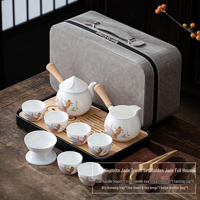 

Mutton-Fat Jade White Porcelain Travel Tea Set