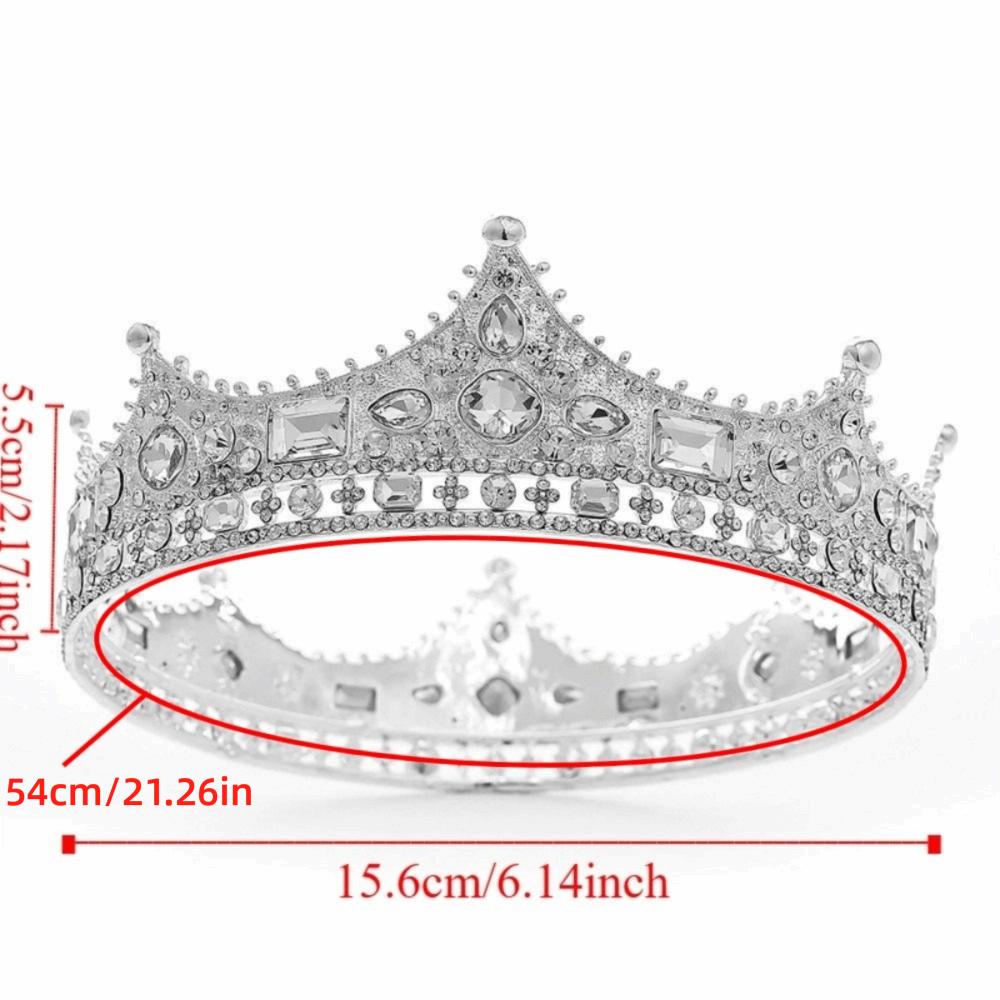 Rhinestone Bridal Tiara Crown Round Shape Wedding Hair Jewelry Vintage Baroque Crown  Costume Party