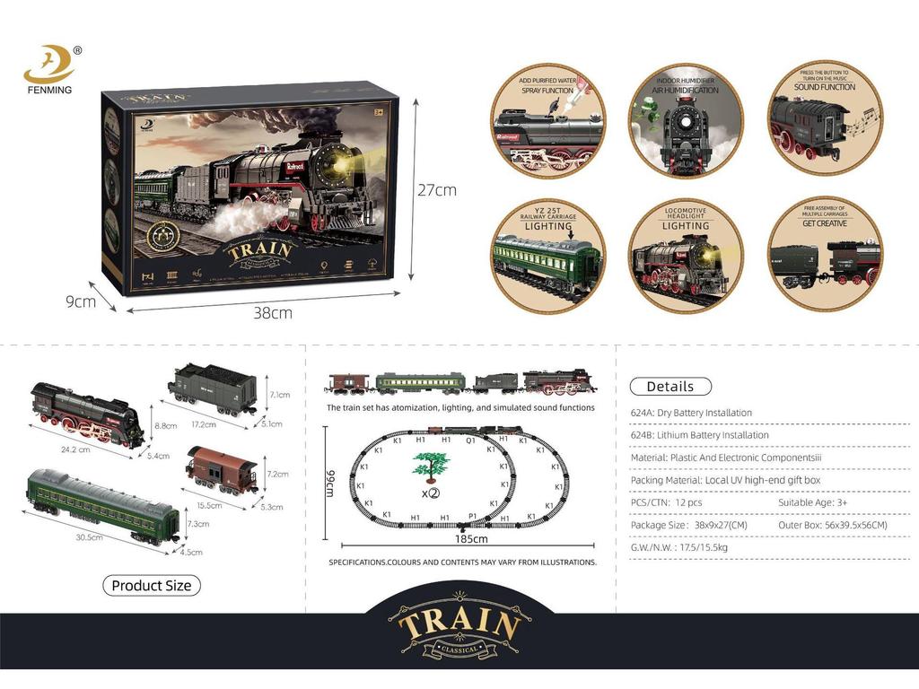 Retro Zestaw Torów Kolei Parowej - Elektryczna Zabawka dla Dzieci