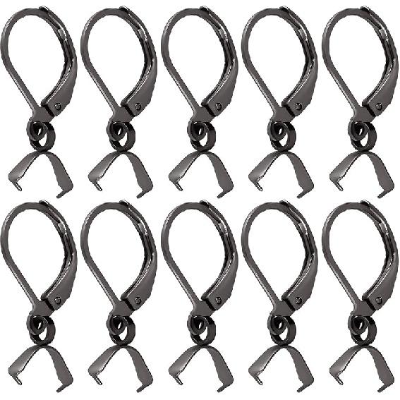 Beebeecraft 1 Box 50 Stück Anhängerverschluss Ohrhaken Edelstahl Klappbügel Ohrring-Zubehör Schwarzes Ohrring-Zubehör für die Schmuckherstellung