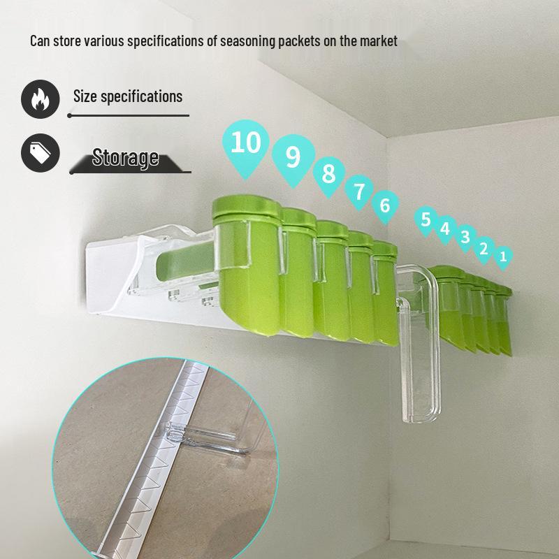 Wall-Mounted Kitchen Seasoning Packet Clip and Storage Rack