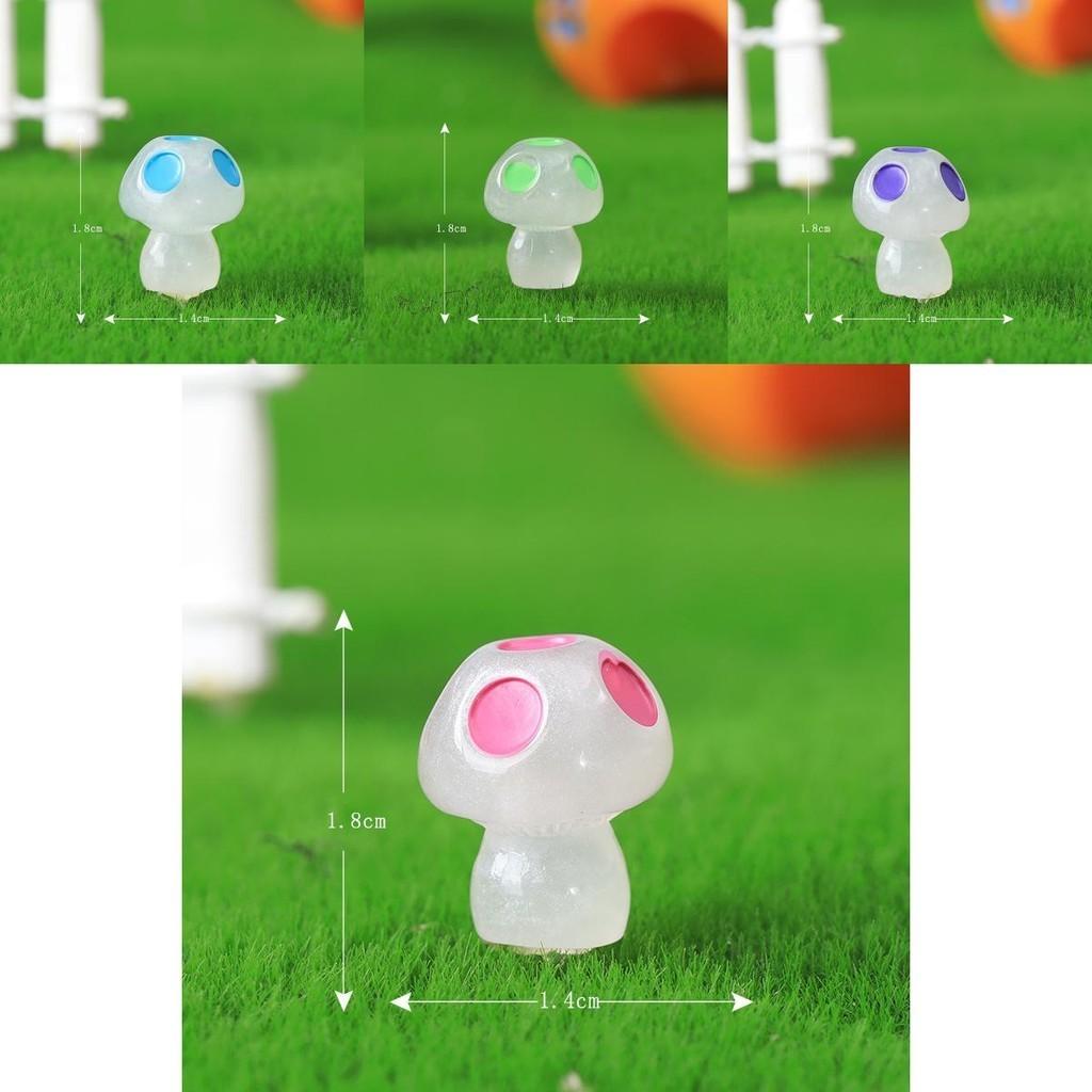 Vibrant Glo-in-the-dark Resin Mushroom Figurines Cute Garden Miniatures Wholesale