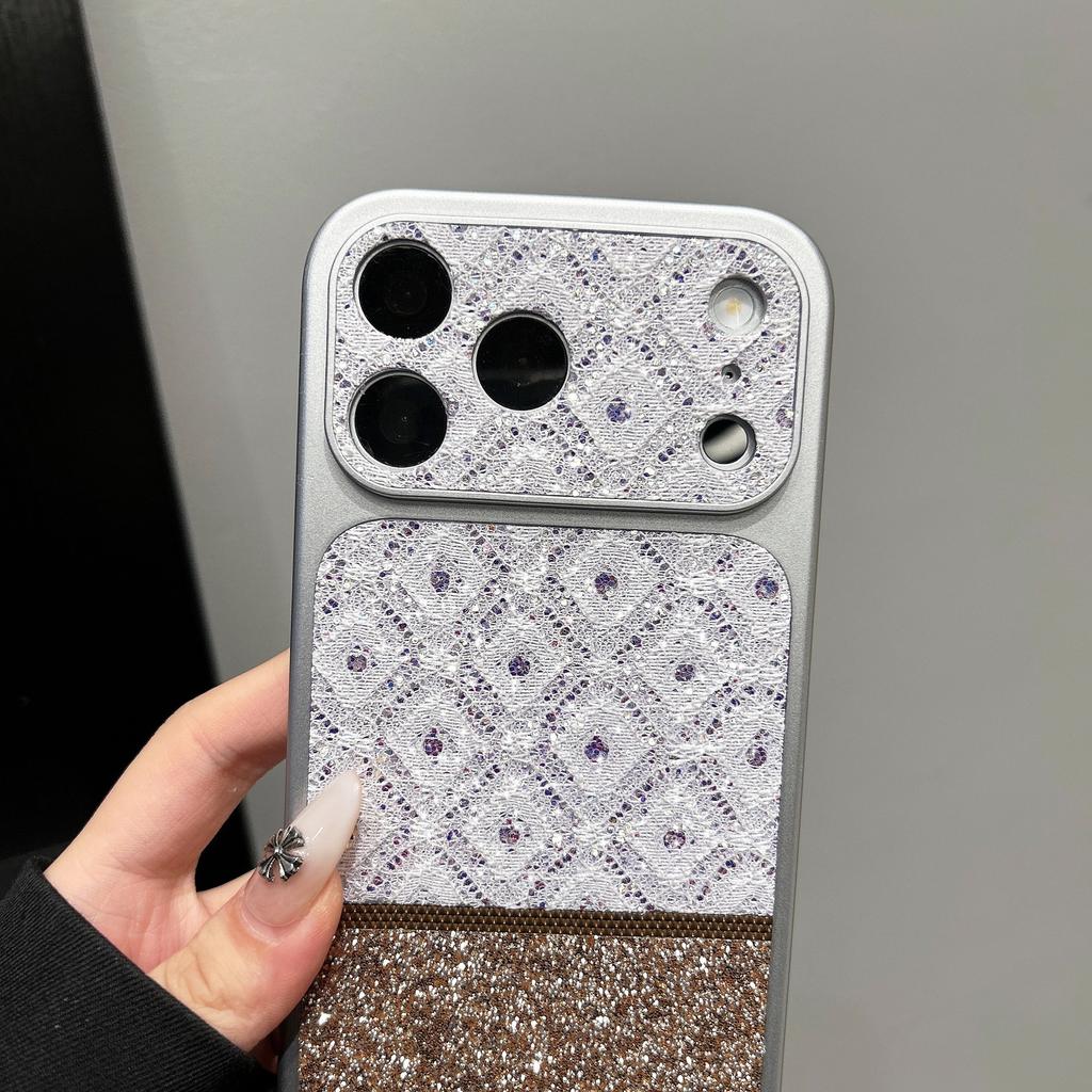 Applicable to Apple 17promax mobile phone case ins wind crushing diamond diamond glitter frame iPhone16/15 anti-drop hard case
