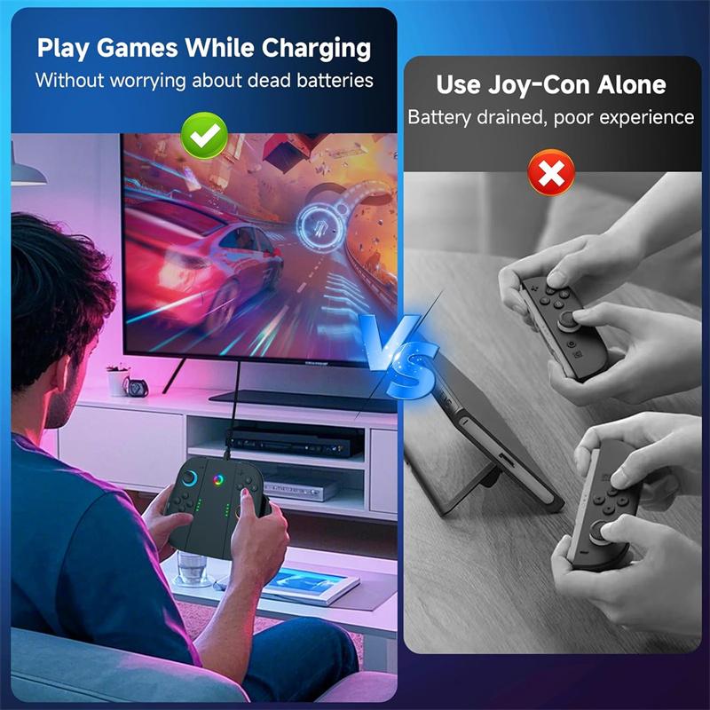 1Pc Type-C Charging Grip For Switch 2 JoyCon Multi-Function Handle Holder Dock Adapter NS Switch2 Accessories