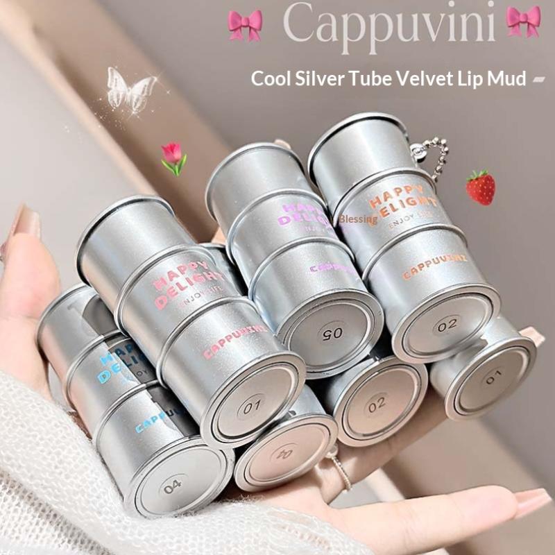 Cappuvini Metallische Tube Samt Lippenmousse - Nicht austrocknendes mattes Nude Langanhaltender flüssiger Lippenstift Erschwinglicher Samt Lippenstift