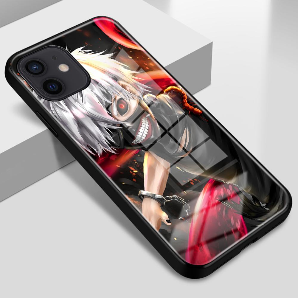 For iPhone 6 6S 7 8 14 Plus X XR XS 11 12 13 14 Pro Max SE2020 Tempered Glass Anti-Fall Anime Tokyo Ghoul Case