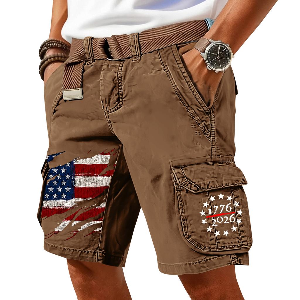 Pantaloncini Cargo Casual Stampati da Uomo per l'Estate con Tasche Multiple
