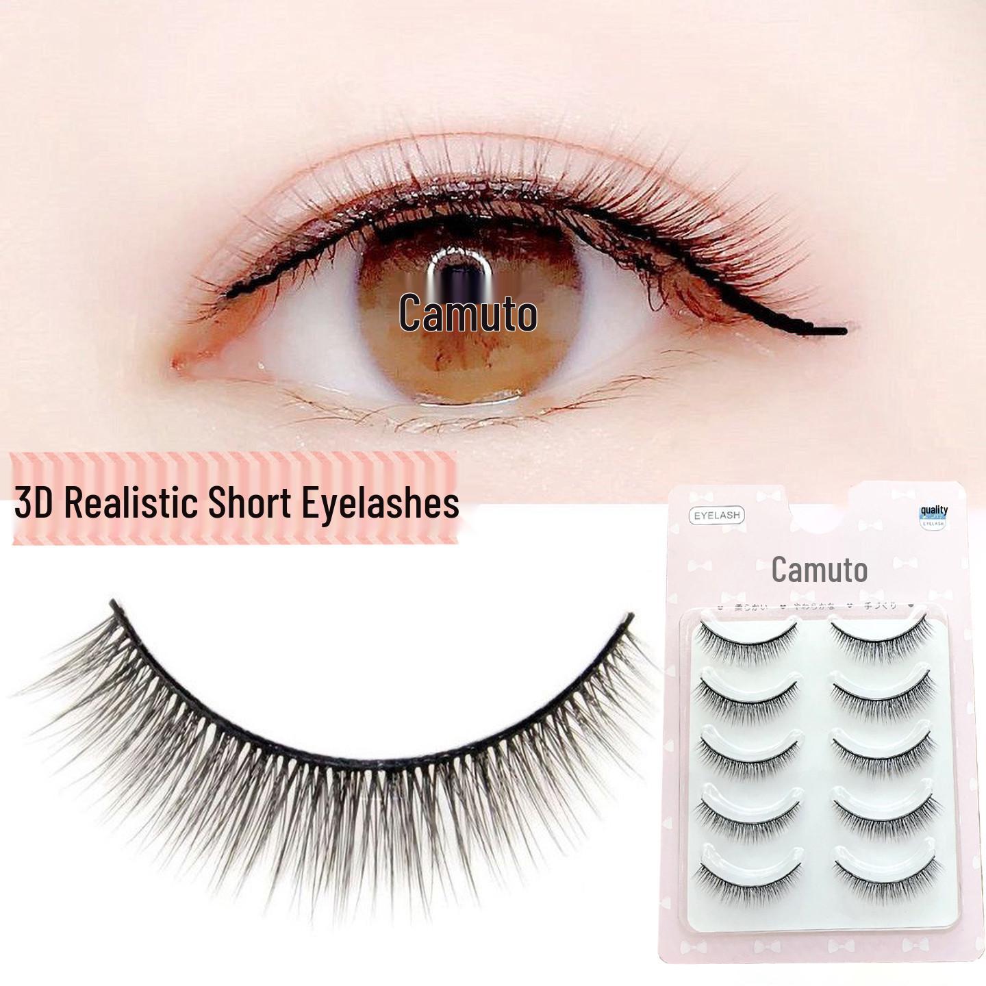 Camido Natural 3D Fox Style False Eyelashes, 5 Pairs, Supports Double Eyelids. 8mm