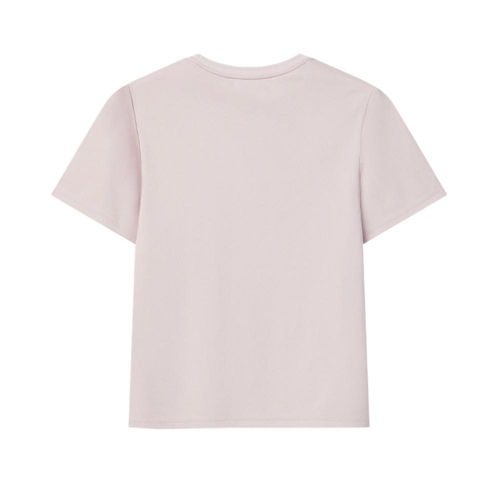 Fila White Fashion Simple Casual Comfortable Versatile Knitted Short Sleeve T-Shirt Women Tops Lotus-Gray-Pink F11W623113FPK