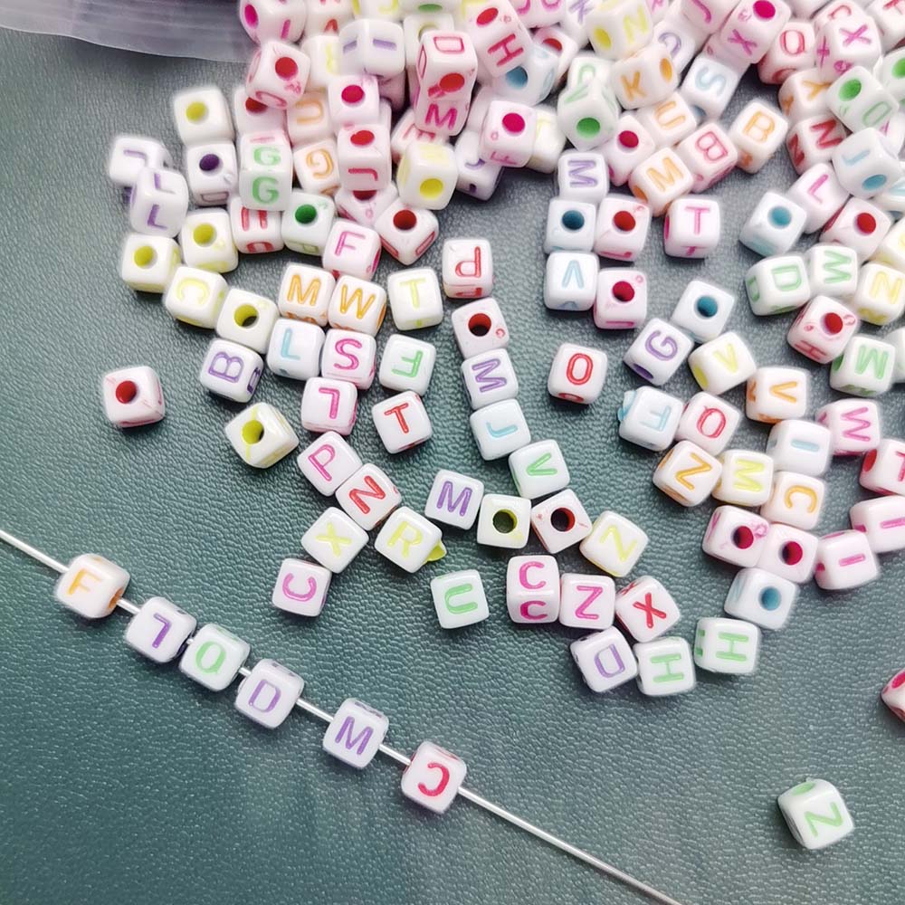 1000pcs Colorful Cube Acrylic Beads Alphabet Letters Square Loose Spacer Beads for Jewelry Making Diy Bracelet Accessories
