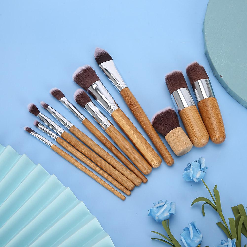 

11pcs Wooden Handle Fiber Brush Hair Soft Facial Makeup Brushes Cosmetic Brush