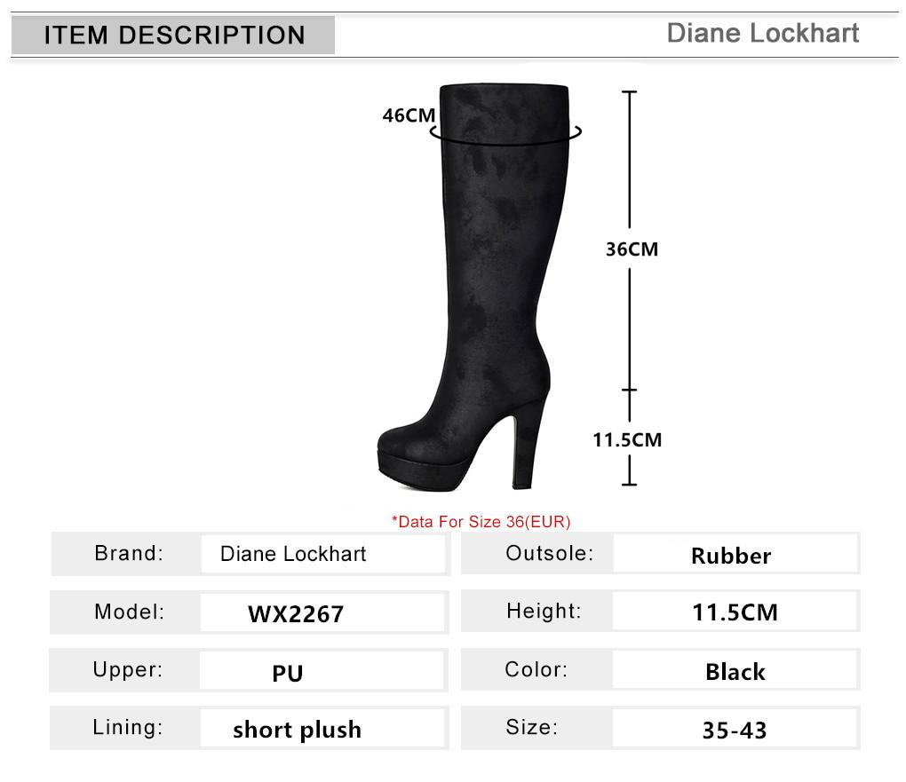 Fashion Fashion Slim Knee High Boots Round Toe Zipper Women Shoes Super High Thick Heel Boots Womens Platform Heels Lady Footwear