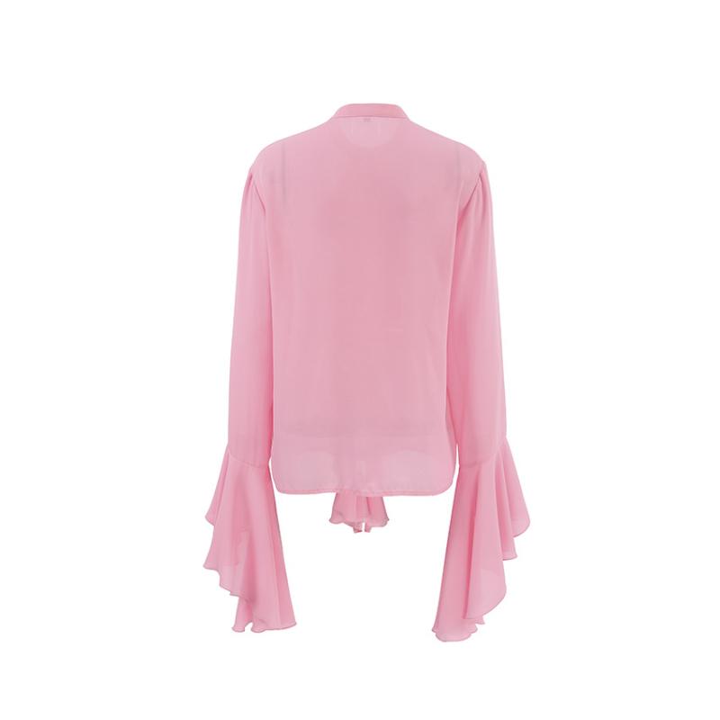 Designkänsla Volang Långärmad Skjorta Höst Vinter Ny Elegant High-end Kofta Topp för Kvinnor