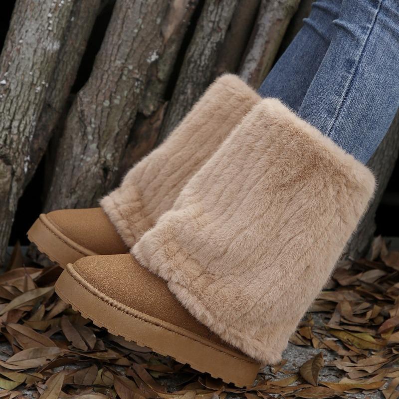 Fashion Winter Women Snow Boots 2025 Plush Warm Anti Slip Comfortable Ankle Boots Fluffy Round Toe Platform Windproof Cotton Boots