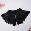 Embroidery Double Layered Lace Up Shawl Wrap Sweet Skirt Decorative Doll Collar Lapel Detachable Fake Collar Top For Women