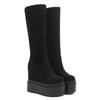 Mode Winter Erhöht Absatz Damen Stiefeletten Dicke Sohle Keilabsatz 13cm Hoher Absatz Plateau Schuhe Schwarz Hohe Stiefel Damen