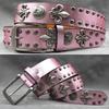 Original Punk Belt Men Women Skull Rivet Snake PU Leather Needle Buckle 105-125cm