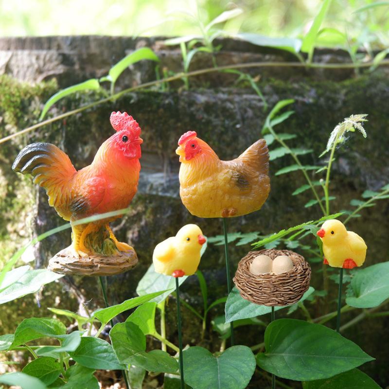 4/5ks Mini sada figurek kuřecí rodinky z pryskyřice Mini pohádková zahrada Bonsai Terénní úprava DIY Dekor Kreslená slepice kuře Stolní ozdoba