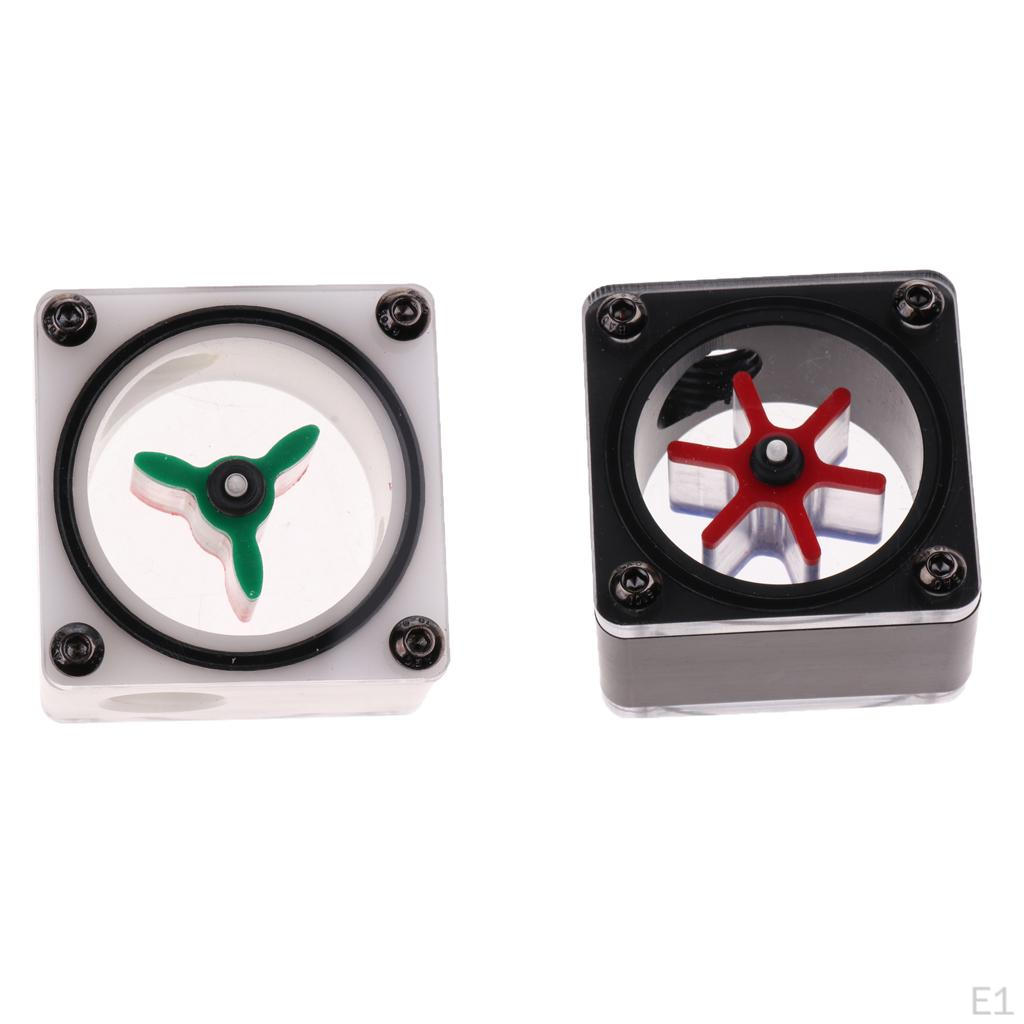 1Piece Water Cooling Acrylic G1/4-Threaded Flow Indicator Square Shape-#1