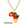 Collar con Mapa de Esmalte Africano: Colgante Geométrico de Acero de Titanio, Joyería Estilo 2022.