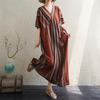 Short Sleeve Plus Size Cotton Vintage Stripe New In Dresses for Women Casual Loose Long Summer Dress