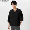 INCERUN Herren 3/4 Ärmel Henley Shirts Stehkragen Casual Tops