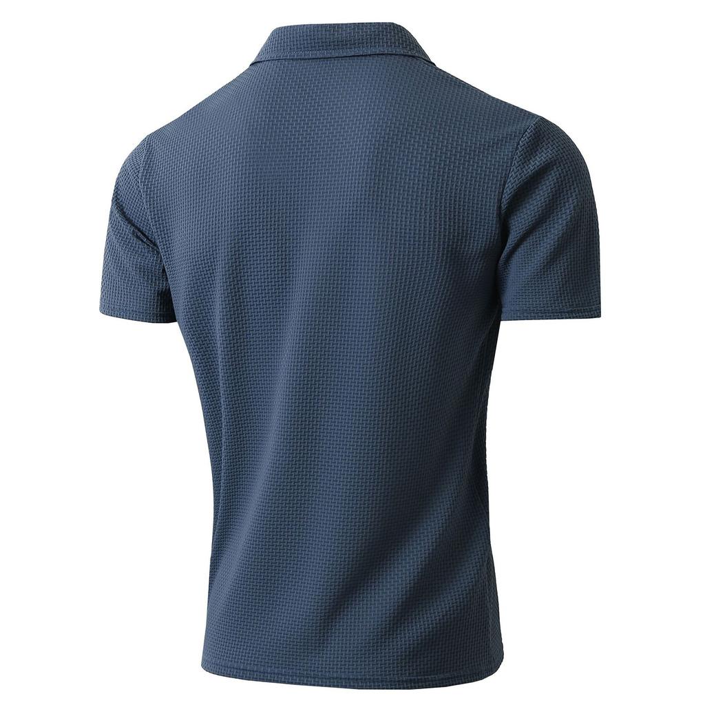 Men's Summer Sports Fitness Casual V-neck Elastic Texture Short-sleeved T-shirt