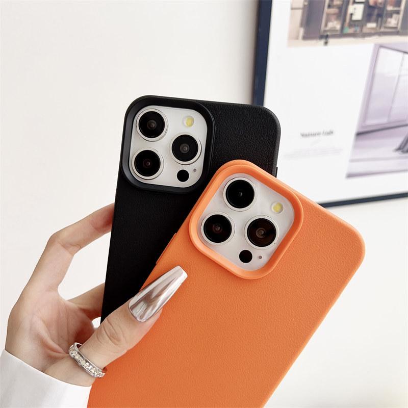 Candy Color Fake Leather Case for iPhone 16 Pro Max 15 14 13 12 Pro 11 XS Max XR All Inclusive Drop Resistant Cover