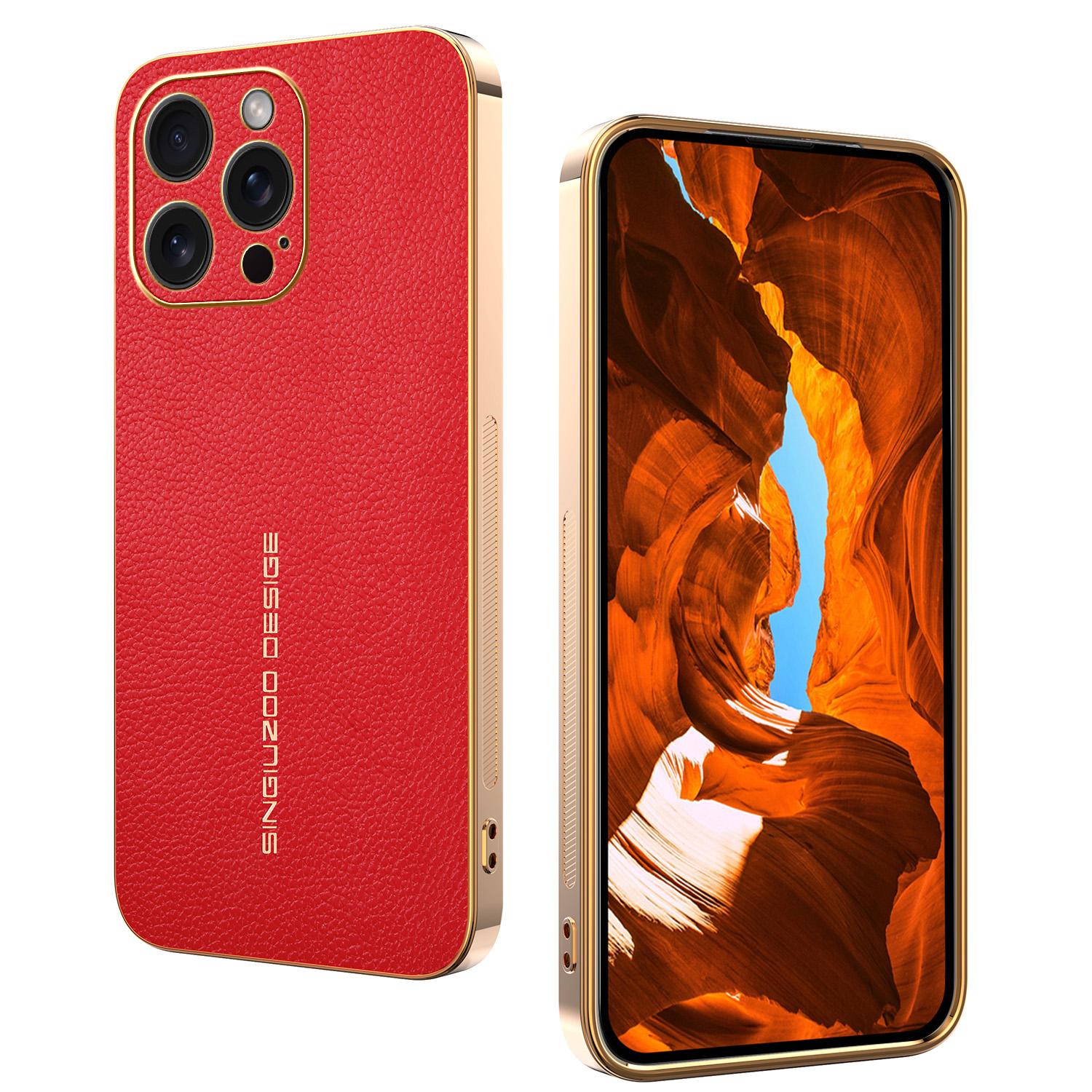 

For iPhone 15 Pro Case Anti Scratch Litchi Texture TPU Leather PU Phone Back Cover