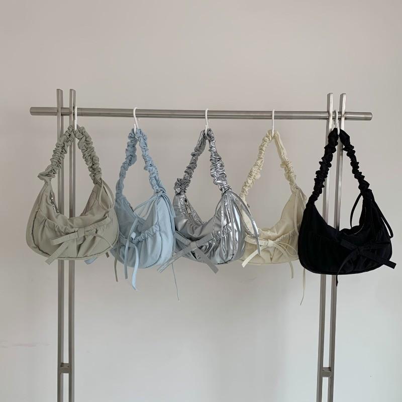 IELGY Casual Personality Pleated Drawstring Lace-up Nylon Lazy Wind Underarm Messenger Bag Ins