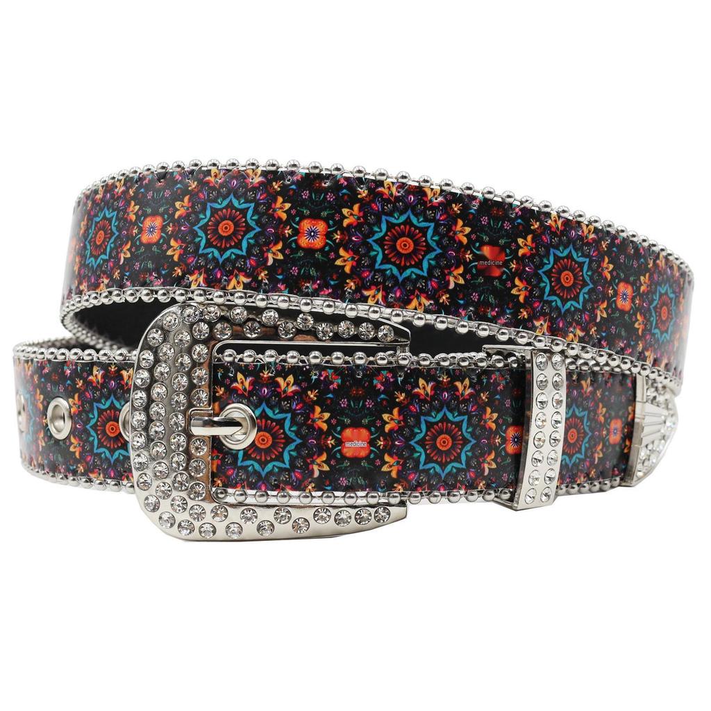 Bohemian Rhinestone Leather Belt - High-End Y2K Style Women's Trendy Waistband