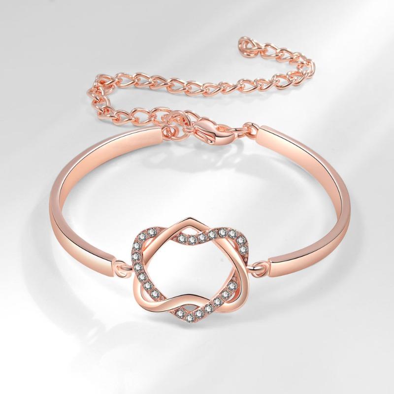 

Meier Hot-selling european and american trendy fashion double heart bracelet - women s heart-to-heart interlocking bracelet with cubic zirconia accent розового золота