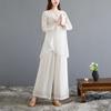 Fashion Casual Ethnic Suit Women's Spring Autumn Chiffon Long Sleeve Top Loose Dancing Two-piece Set