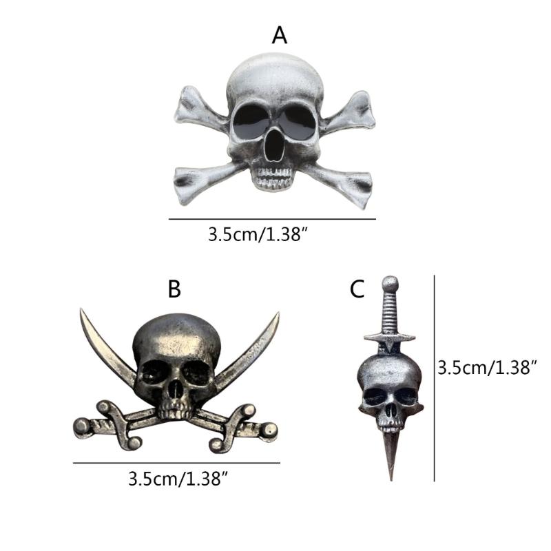 Retro Skull Daggers Cross Sword Brooch Gothic Horror Skeleton Badge Lapel Pins Statement Metal Brooches Gift for Boys