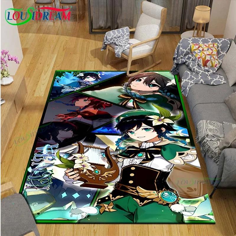 Popular Cartoon Game G-Genshin Impact Printed Carpet Living Room Anti-Skid Area Rug Kids Bedroom Mats Yoga Mat Carpet Decor Gift