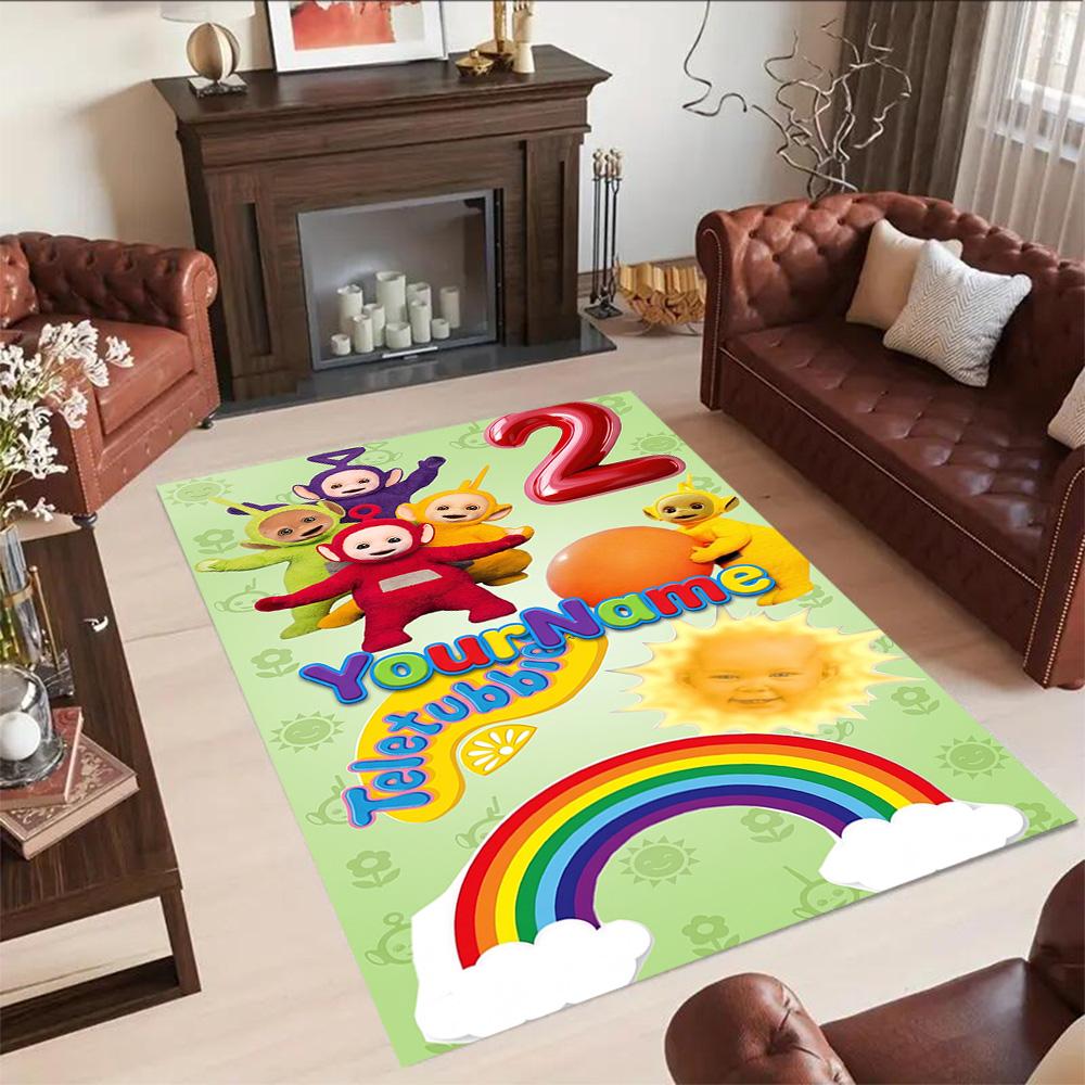 Teletubbies Customized Name Floor Rug Office Rug Design for Game Room Dining Room Balcony Outdoor Anti-slip Rug Anime Office Decor