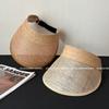 Luxury Linen Straw Sun Visor for Women Aesthetic Large Brim Open Top Beach Hat Lightweight Summer Travel Cap Packable